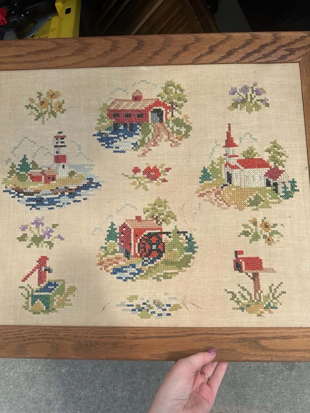 Vintage Paragon Needlecraft Americana Sampler Framed Cross Stitch